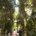 大阪 七五三 出張撮影 森林を歩く家族