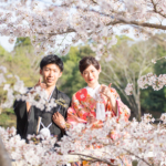 奈良公園 浮見堂 和装 前撮り 桜 笑顔